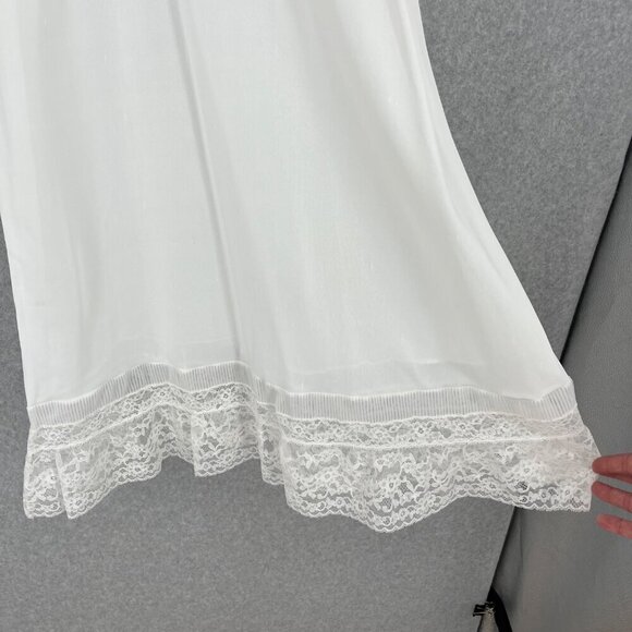 Youth Form VTG Midi Slip Dress Size 36 White Pleated Lace Dainty Bridal Coquette - Picture 3 of 12